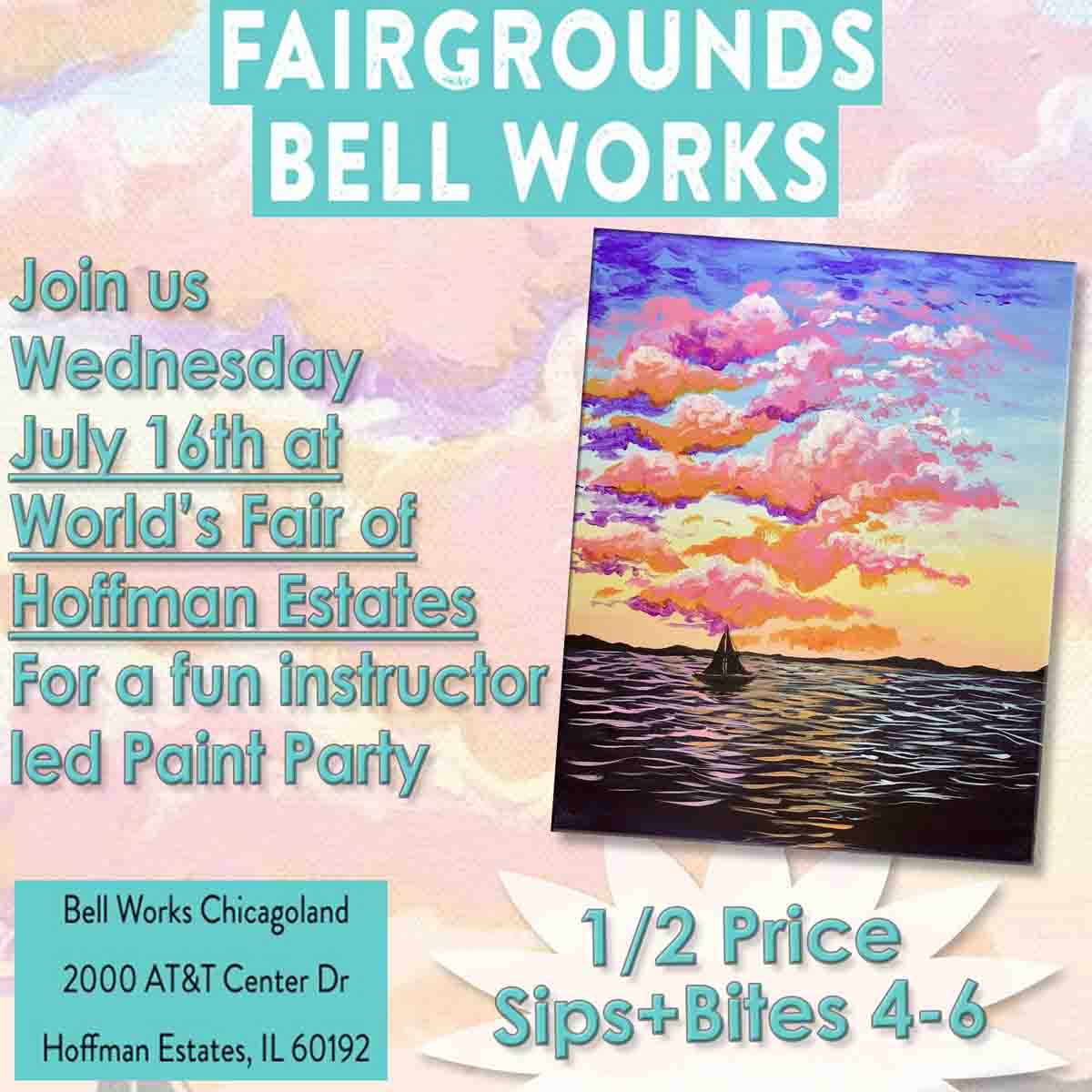 Paint + Sip inside World's Fair at Bell Works Chicagoland